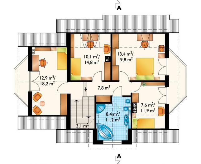 Rzut poddasza POW. 86,3 m²