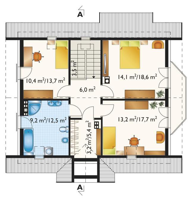 Rzut poddasza POW. 77,4 m²