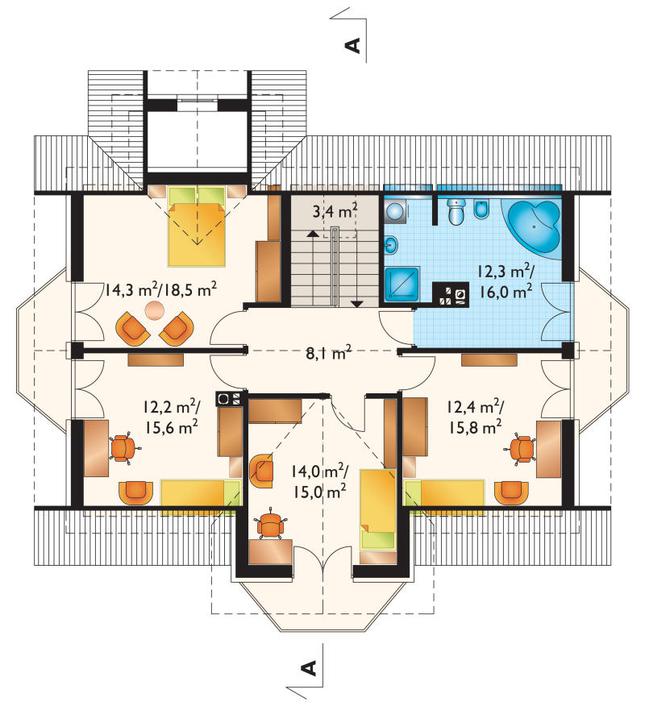 Rzut poddasza POW. 92,4 m²