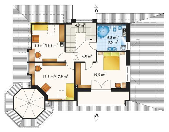 Rzut poddasza POW. 73,6 m²