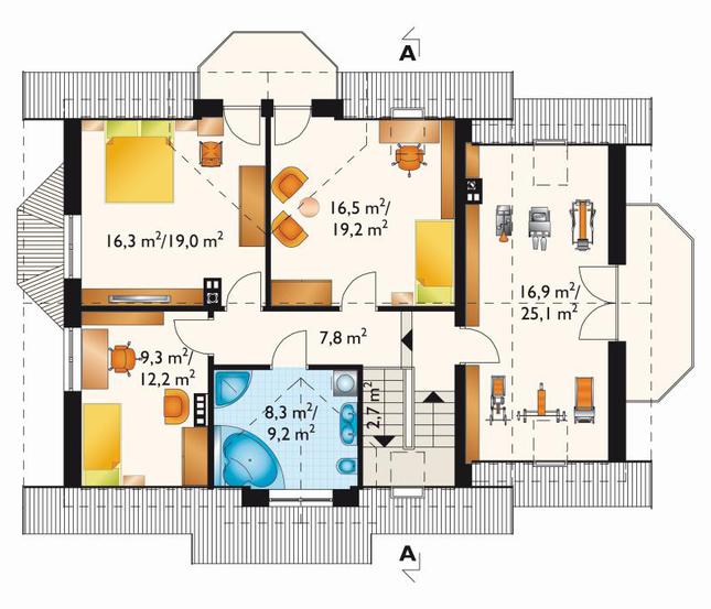 Rzut poddasza lustro POW. 95,2 m²