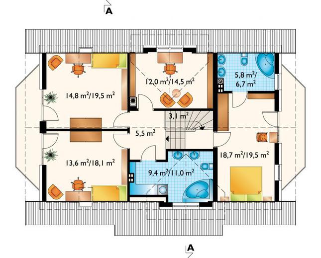 Rzut poddasza POW. 96,7 m²