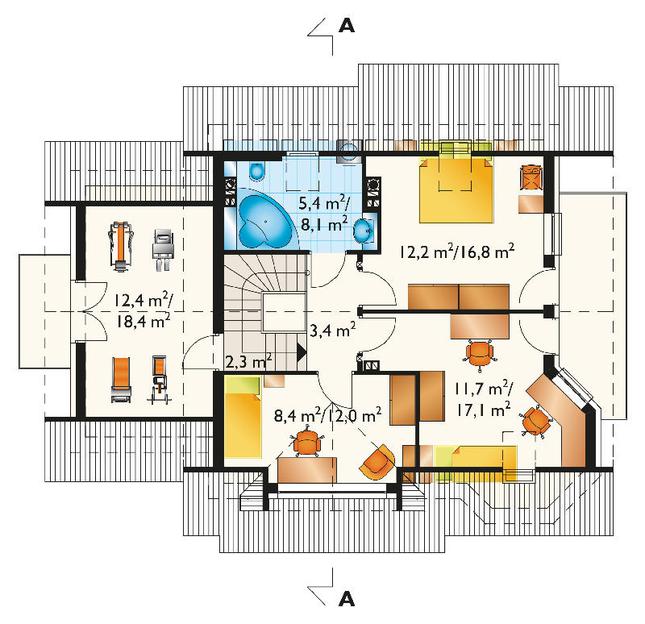Rzut poddasza POW. 77,1 m²