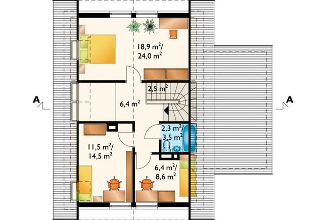 Rzut poddasza POW. 59,1 m²