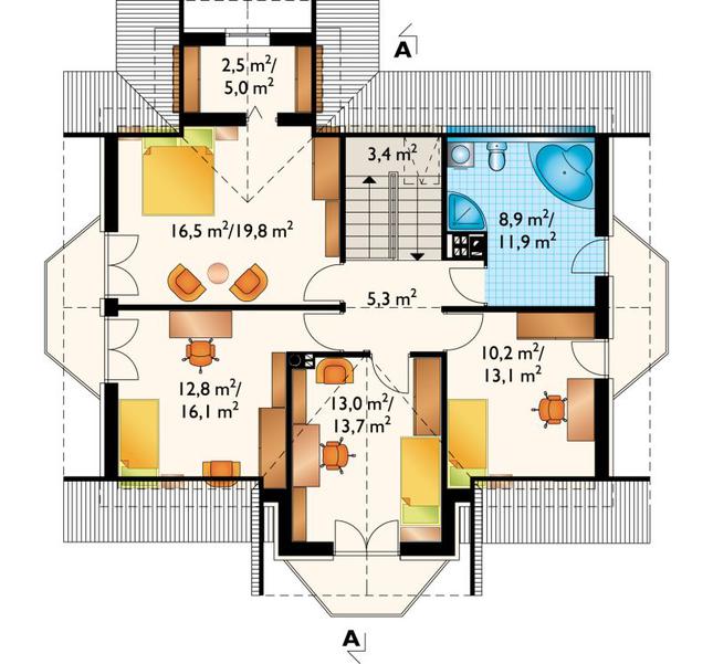 Rzut poddasza POW. 88,3 m²