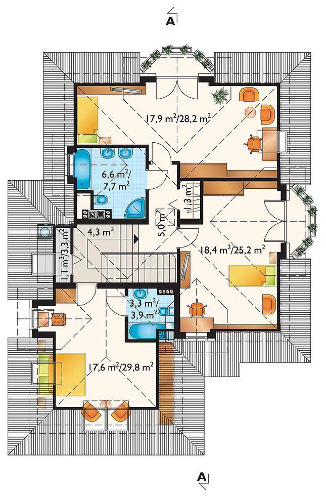 Rzut poddasza POW. 108,7 m²