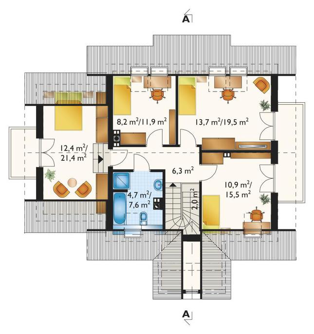 Rzut poddasza POW. 84,2 m²