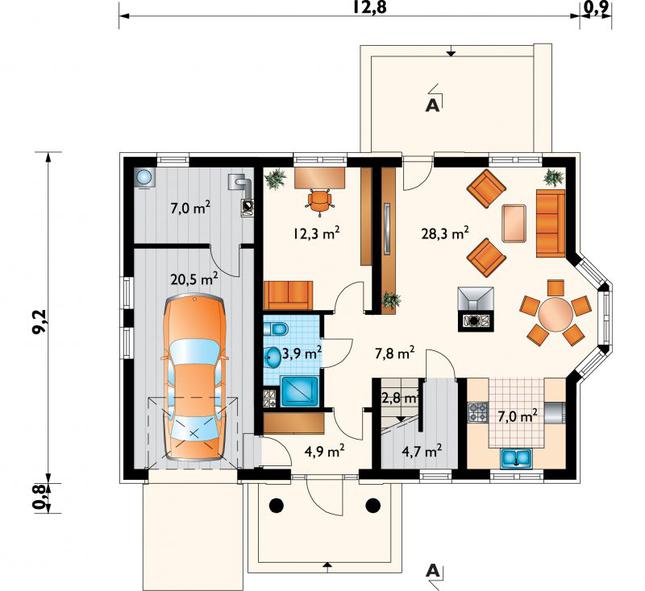 Rzut parteru POW. 99,2 m²