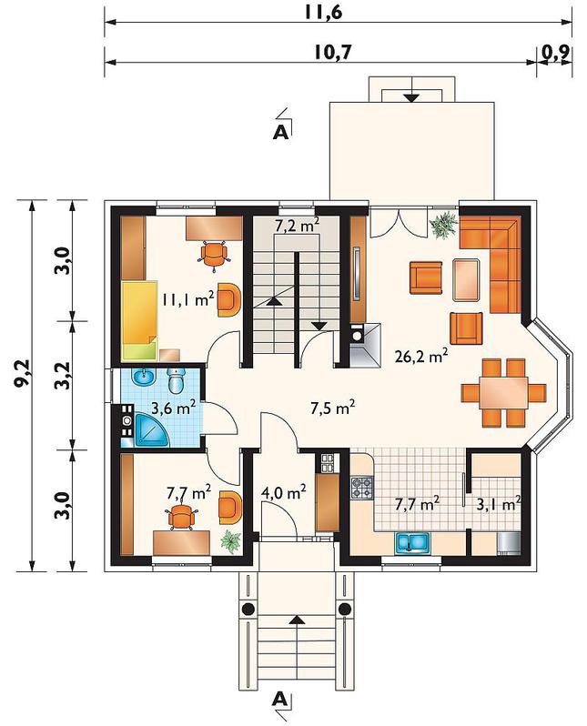 Rzut parteru POW. 78,1 m²