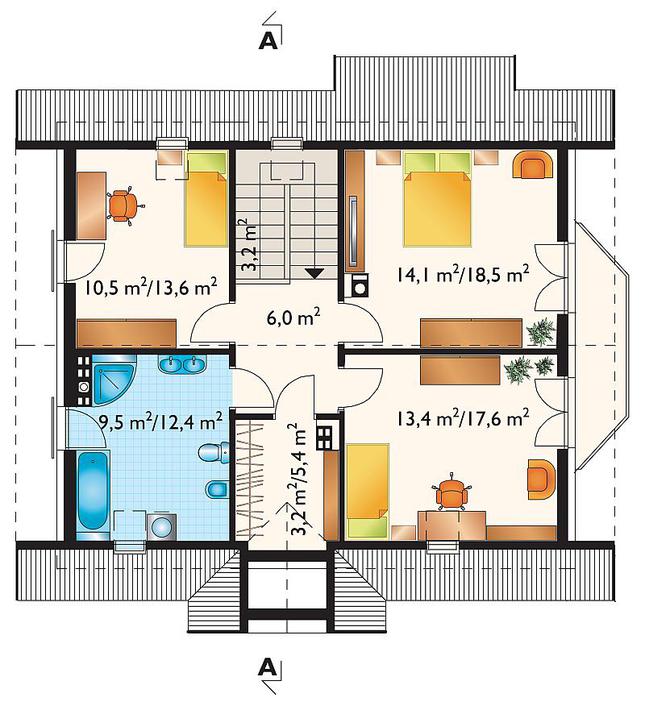 Rzut poddasza POW. 76,7 m²