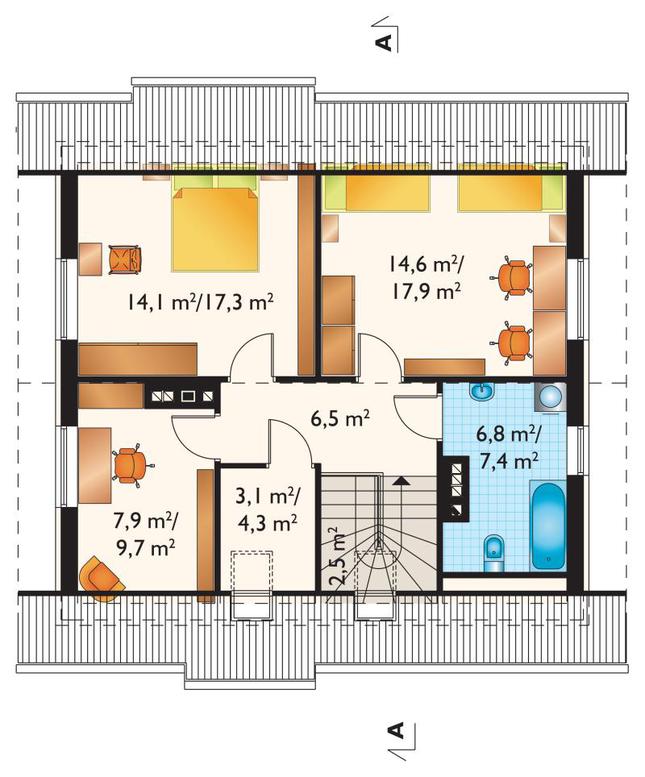 Rzut poddasza POW. 65,6 m²