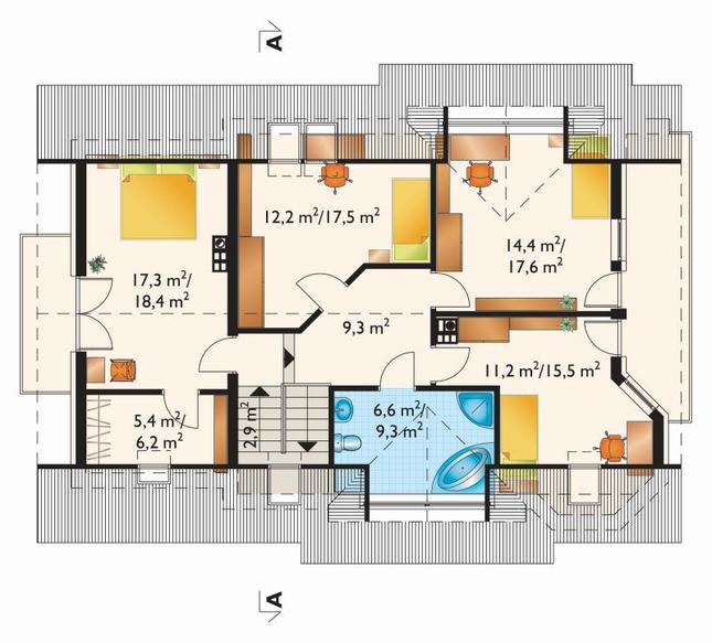 Rzut poddasza POW. 96,8 m²