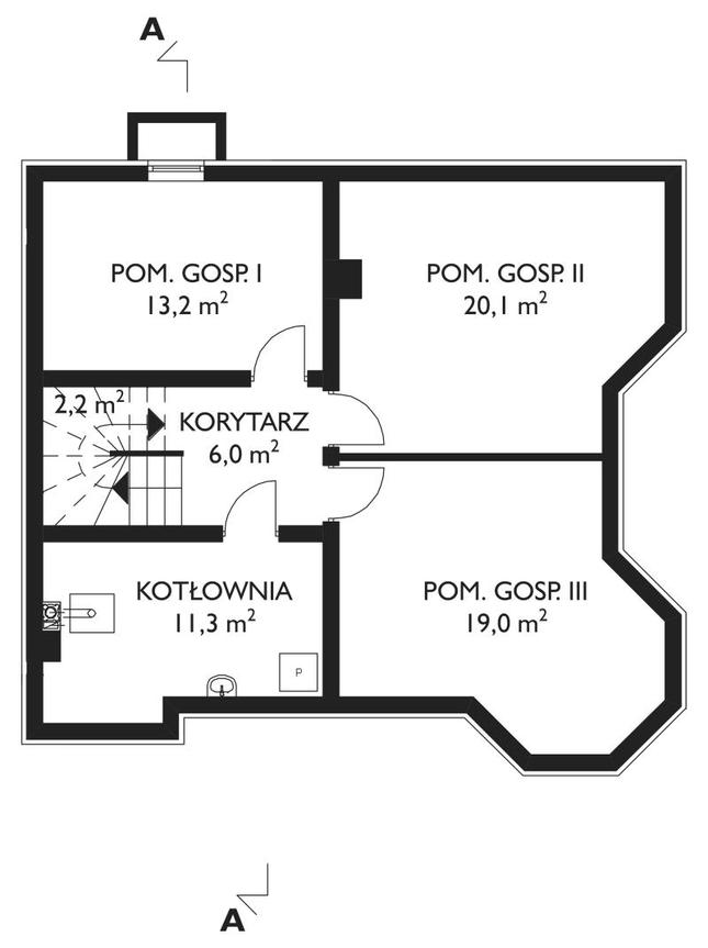 Rzut piwnicy POW. 71,8 m²