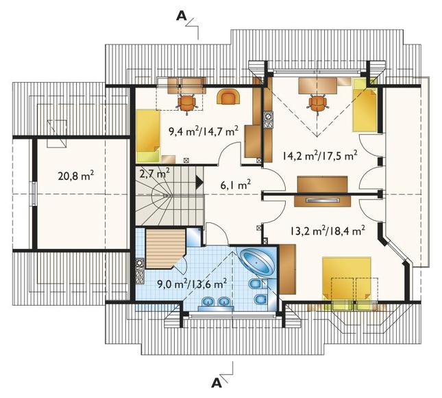 Rzut poddasza POW. 72,8 m²