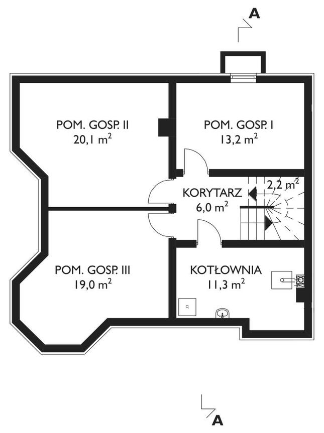 Rzut piwnicy lustro POW. 71,8 m²