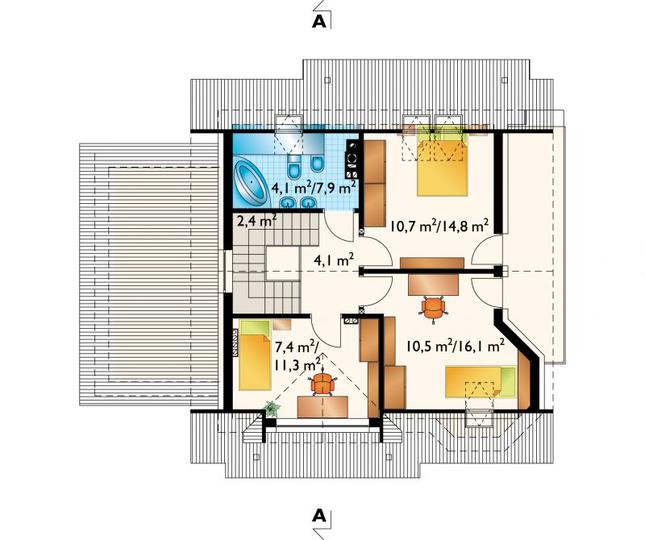 Rzut poddasza POW. 56,6 m²