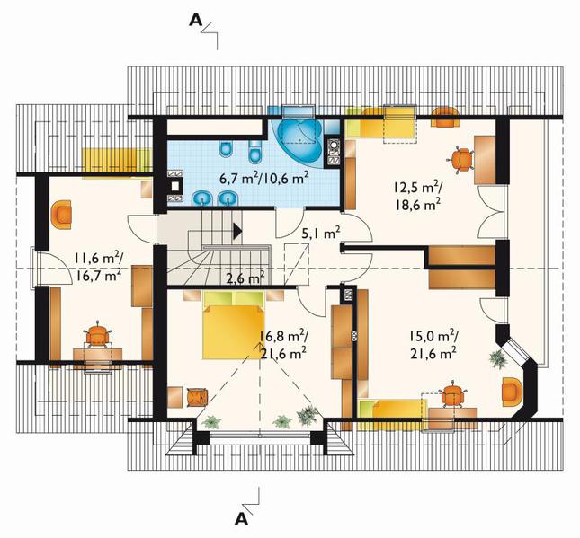 Rzut poddasza POW. 97,5 m²
