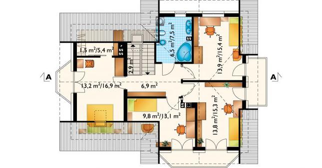 Rzut poddasza POW. 83,4 m²