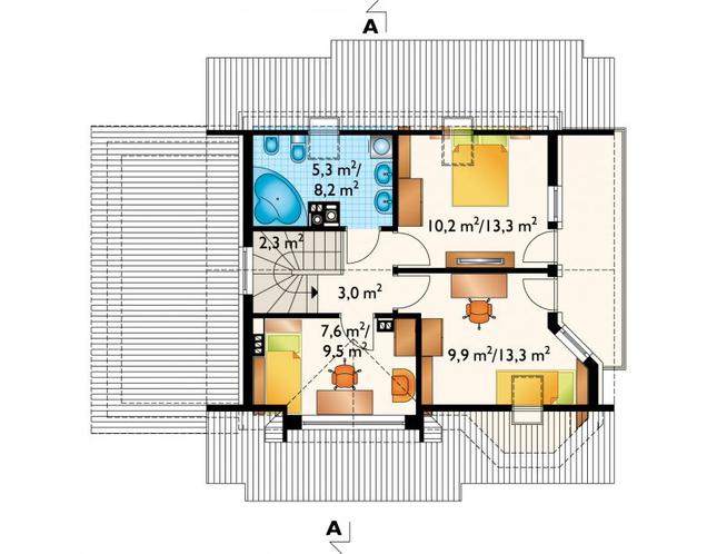 Rzut poddasza POW. 49,5 m²