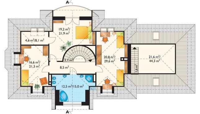 Rzut poddasza POW. 100,7 m²