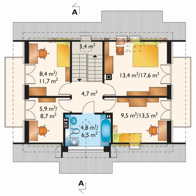 Rzut poddasza POW. 66,1 m²
