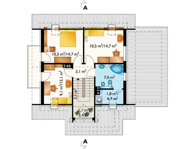 Rzut poddasza POW. 59,5 m²