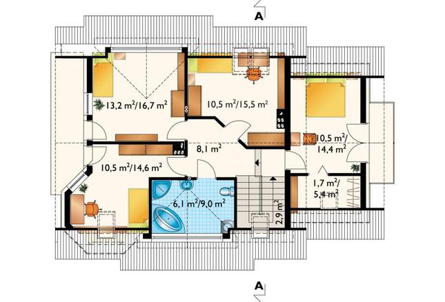Rzut poddasza lustro POW. 86,4 m²
