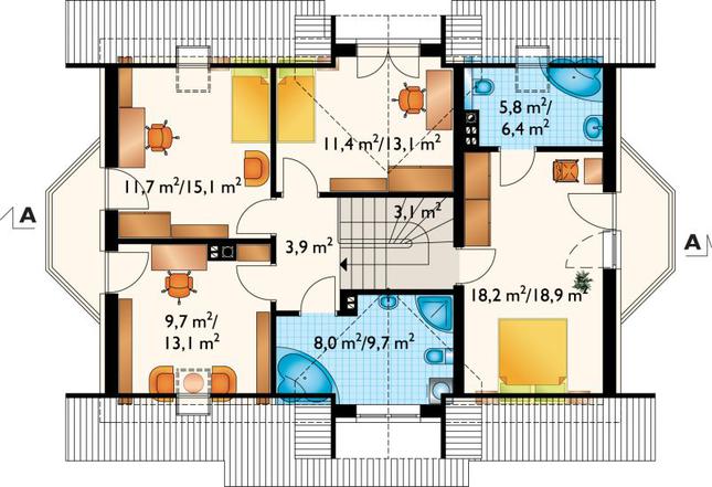 Rzut poddasza POW. 83,3 m²