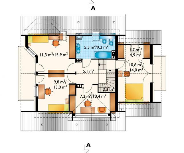 Rzut poddasza POW. 74,6 m²