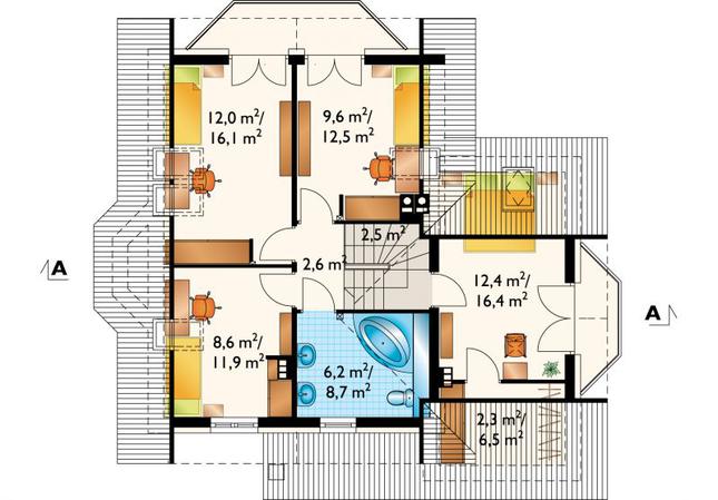 Rzut poddasza POW. 77,2 m²