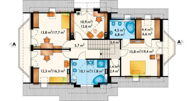 Rzut poddasza POW. 102,7 m²