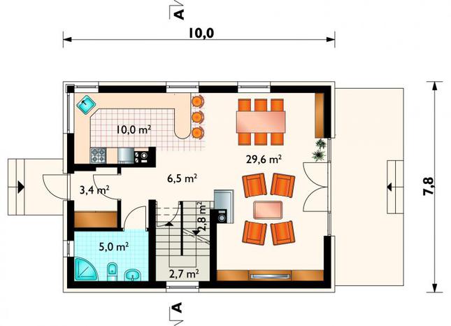 Rzut parteru POW. 60,0 m²