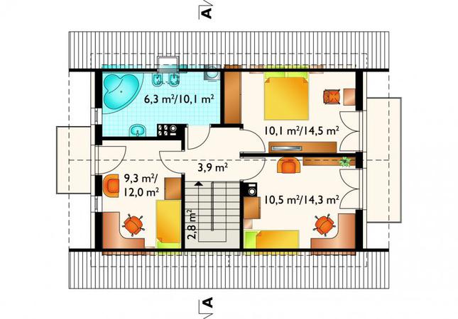 Rzut poddasza POW. 57,6 m²