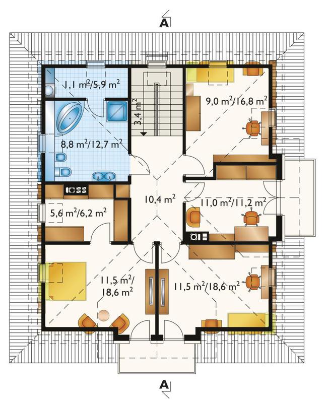Rzut poddasza POW. 105,8 m²