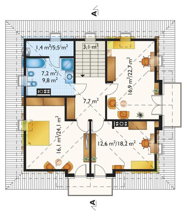 Rzut poddasza POW. 91,1 m²