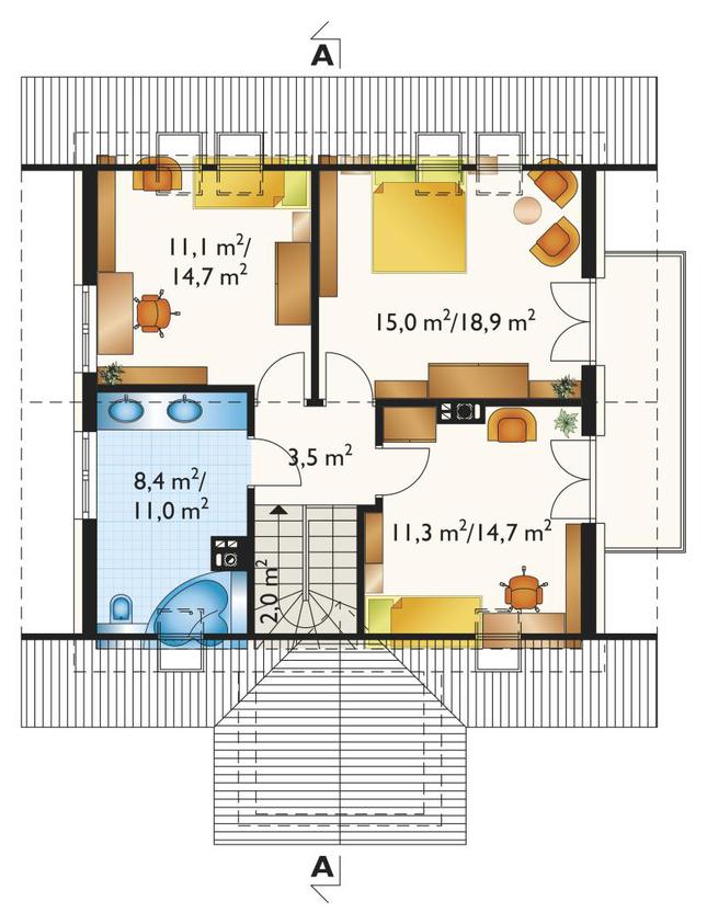 Rzut poddasza POW. 64,8 m²