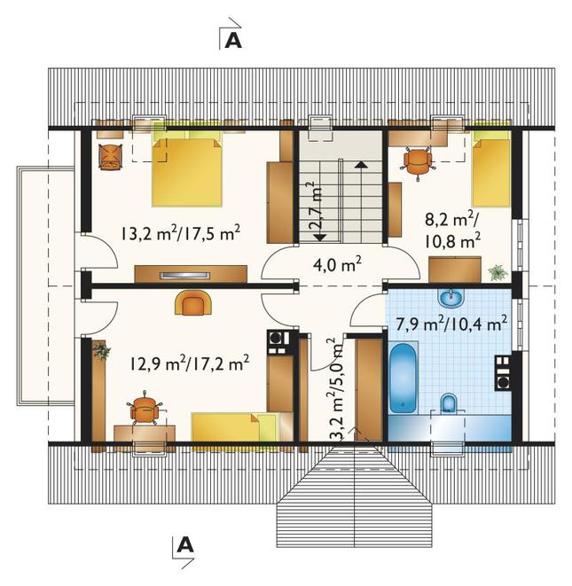 Rzut poddasza lustro POW. 67,6 m²
