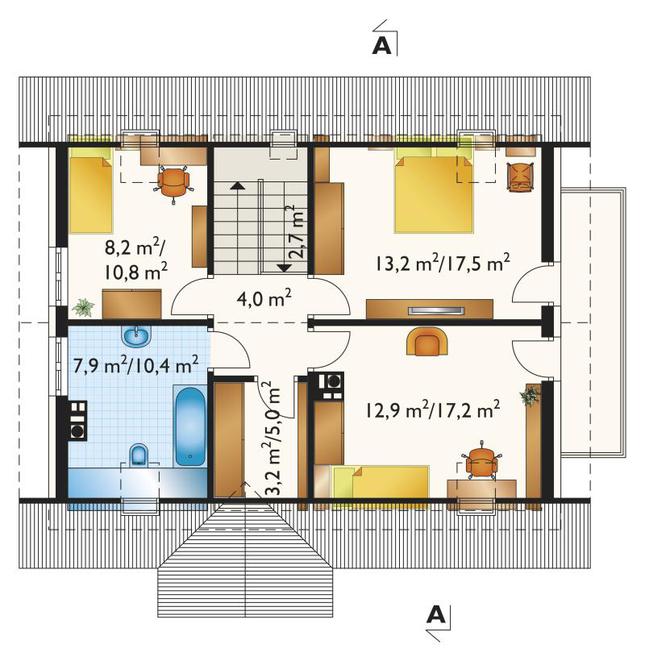Rzut poddasza POW. 67,6 m²