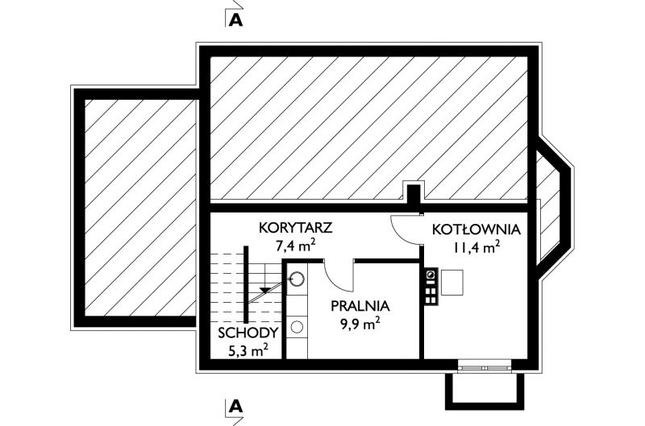 Rzut piwnicy POW. 34,0 m²