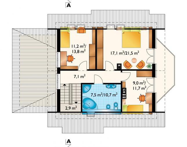 Rzut poddasza POW. 67,7 m²