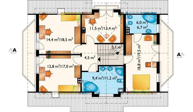 Rzut poddasza POW. 93,9 m²