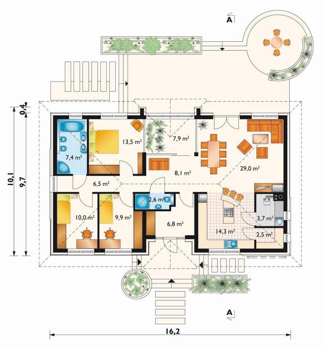 Rzut parteru POW. 122,2 m²