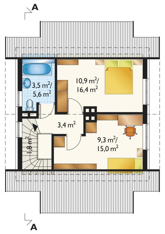Rzut poddasza POW. 42,2 m²