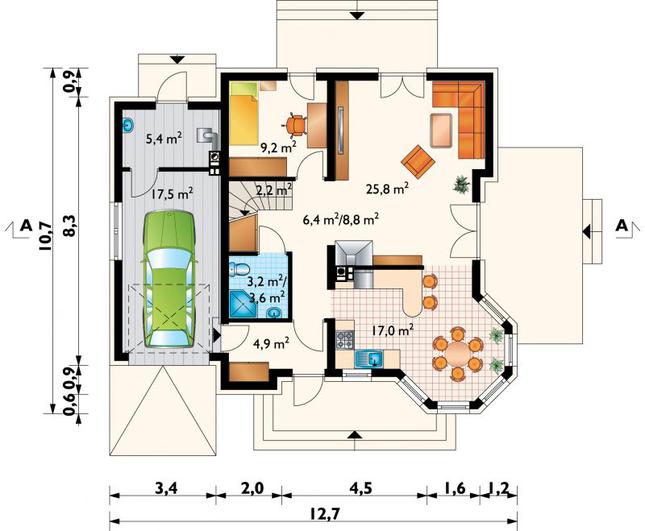 Rzut parteru POW. 94,4 m²