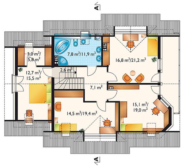 Rzut poddasza POW. 102,5 m²
