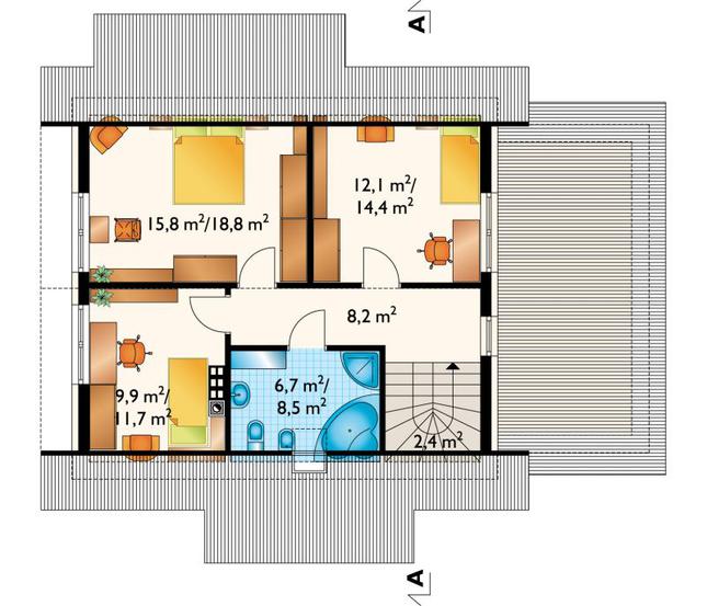 Rzut poddasza POW. 64,0 m²