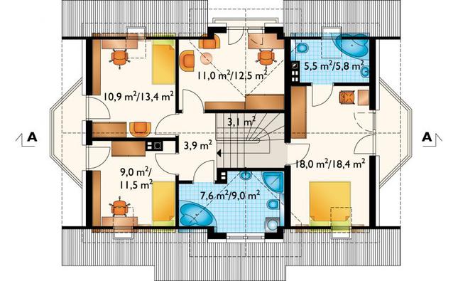 Rzut poddasza POW. 77,6 m²