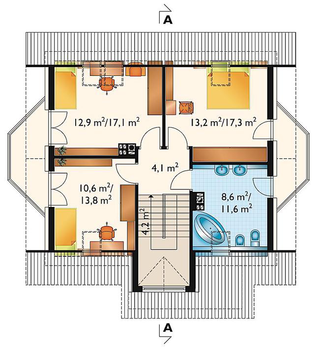 Rzut poddasza POW. 68,1 m²