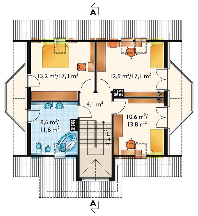 Rzut poddasza lustro POW. 68,1 m²