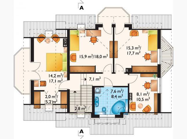 Rzut poddasza POW. 86,8 m²